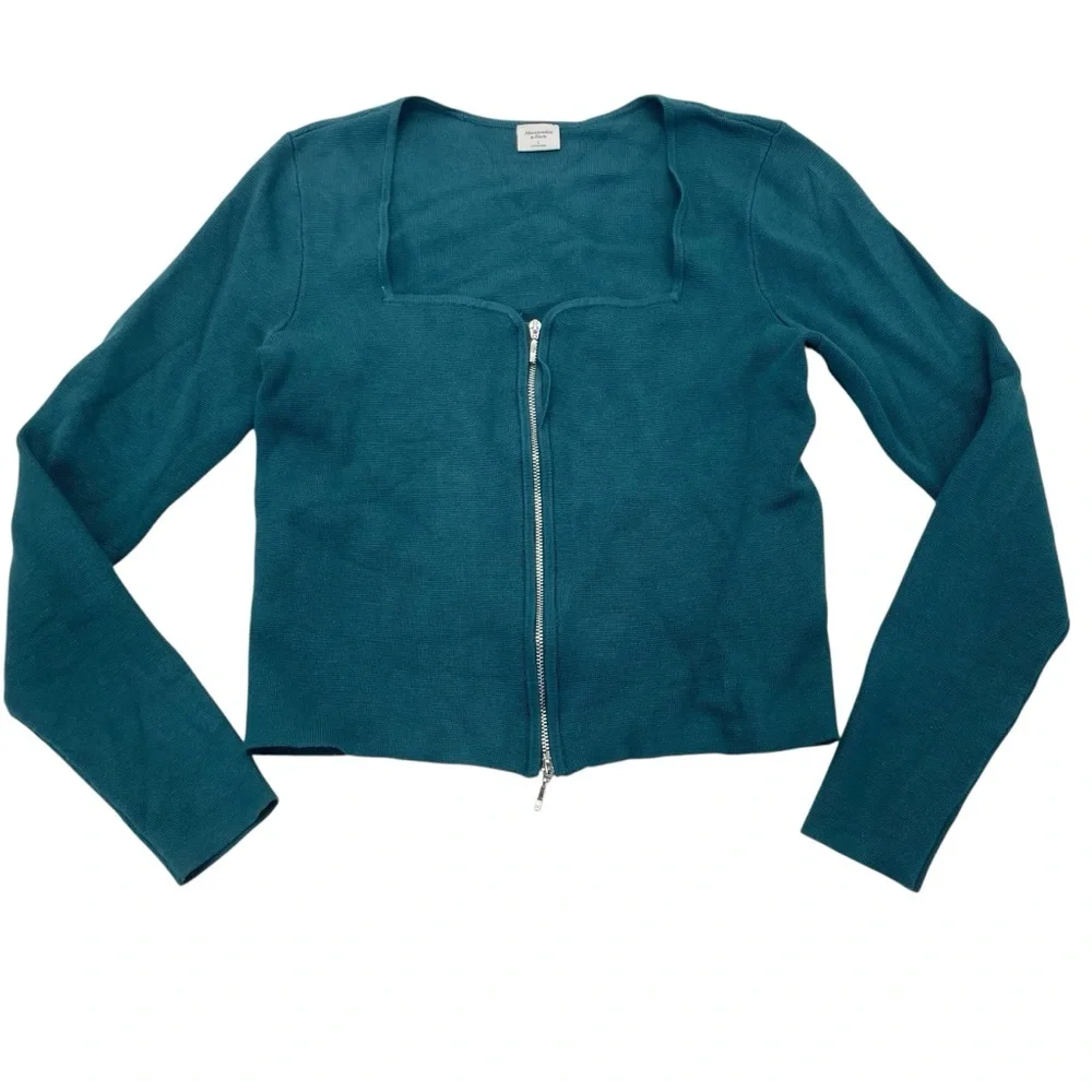Abercrombie & Fitch Cardigan Sweater Large Green - Picture 9 of 12